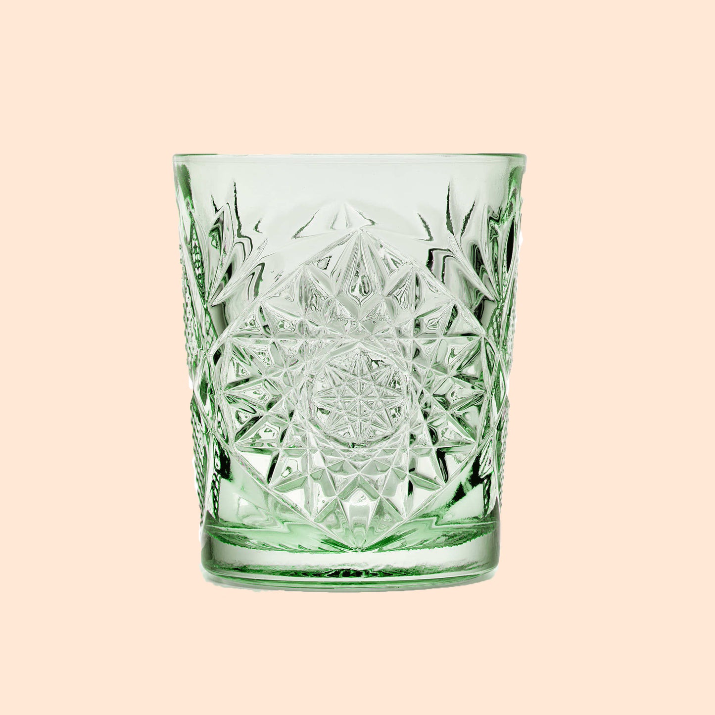 Drinkglazen groen glas en vintage motief